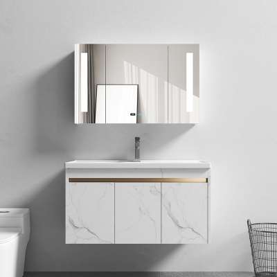 Wholesale Luxury OEM Design MDF LED Wall Hung Modern Bathroom Vanity Cabinet Set