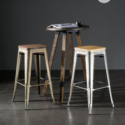 Loft industrial style bar iron square stool creative fashion coffee shop color high chair